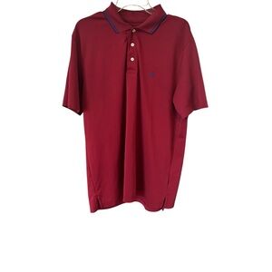 Brooks Brothers Men's Performance Polo Shirt Sz L Red Blue Stripe Knit Collar